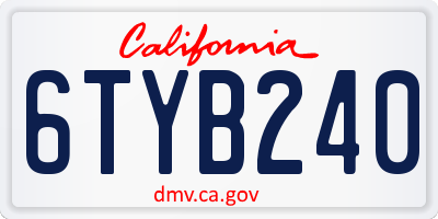 CA license plate 6TYB240