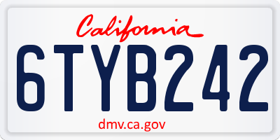 CA license plate 6TYB242