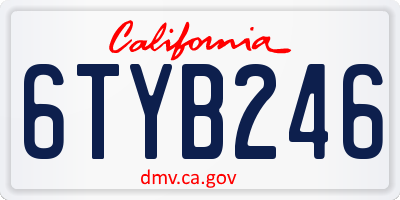 CA license plate 6TYB246