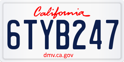 CA license plate 6TYB247