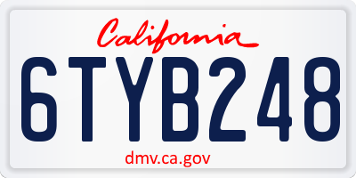 CA license plate 6TYB248