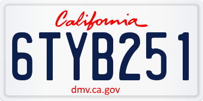 CA license plate 6TYB251