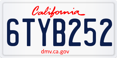 CA license plate 6TYB252