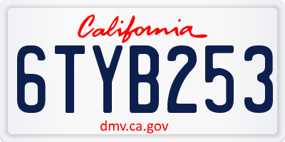 CA license plate 6TYB253