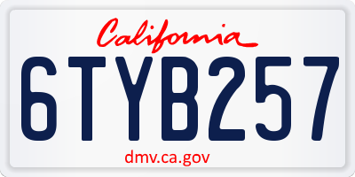 CA license plate 6TYB257