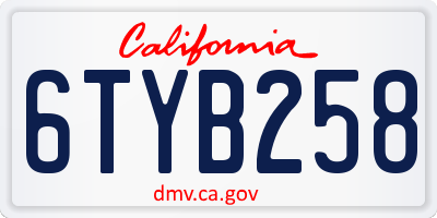 CA license plate 6TYB258