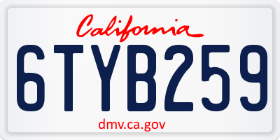 CA license plate 6TYB259