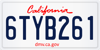CA license plate 6TYB261