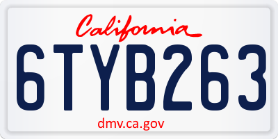 CA license plate 6TYB263
