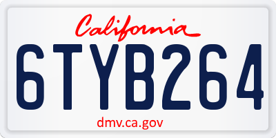 CA license plate 6TYB264