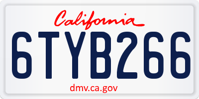 CA license plate 6TYB266