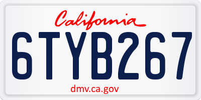 CA license plate 6TYB267