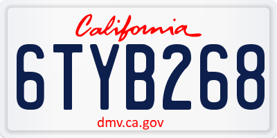 CA license plate 6TYB268