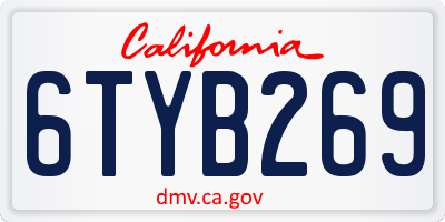 CA license plate 6TYB269