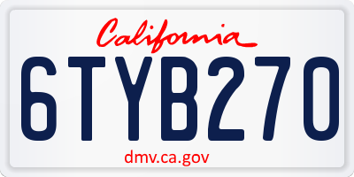 CA license plate 6TYB270
