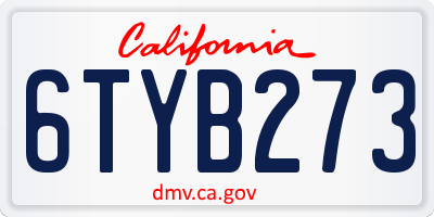 CA license plate 6TYB273