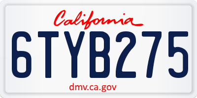CA license plate 6TYB275