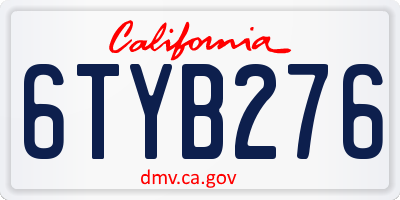 CA license plate 6TYB276