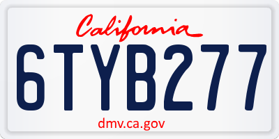 CA license plate 6TYB277