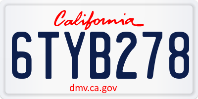 CA license plate 6TYB278