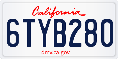 CA license plate 6TYB280