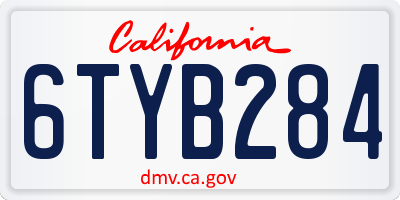 CA license plate 6TYB284