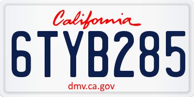 CA license plate 6TYB285