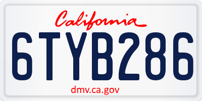CA license plate 6TYB286