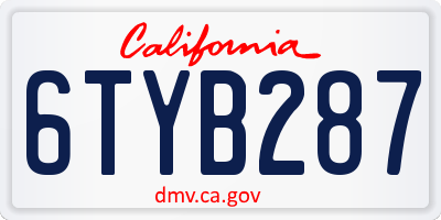 CA license plate 6TYB287