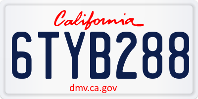 CA license plate 6TYB288