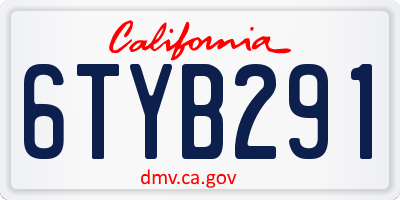 CA license plate 6TYB291
