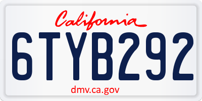 CA license plate 6TYB292
