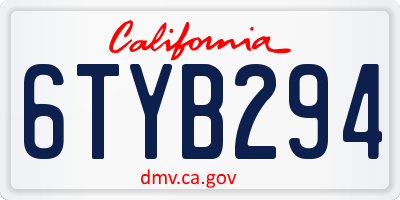 CA license plate 6TYB294