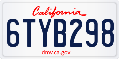 CA license plate 6TYB298