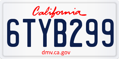 CA license plate 6TYB299