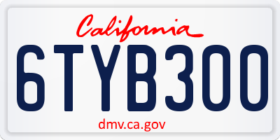 CA license plate 6TYB300
