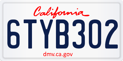 CA license plate 6TYB302