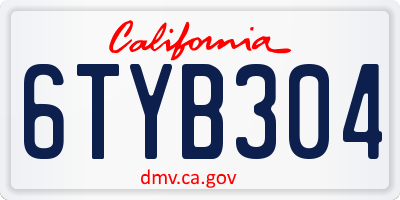 CA license plate 6TYB304