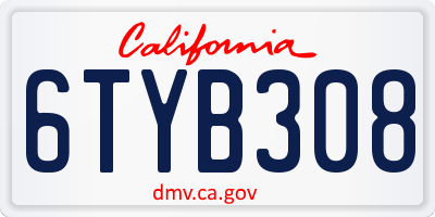 CA license plate 6TYB308