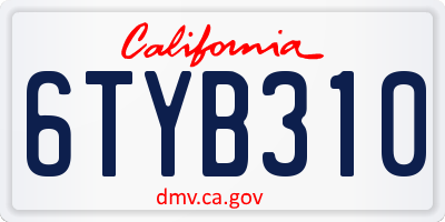 CA license plate 6TYB310