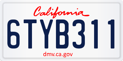 CA license plate 6TYB311