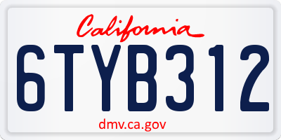 CA license plate 6TYB312
