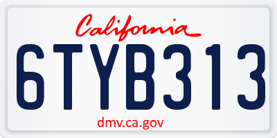 CA license plate 6TYB313