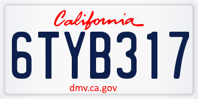 CA license plate 6TYB317