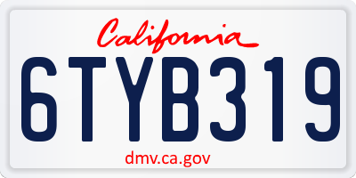 CA license plate 6TYB319
