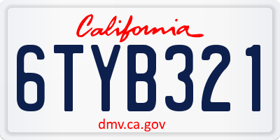 CA license plate 6TYB321