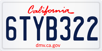 CA license plate 6TYB322
