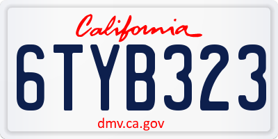 CA license plate 6TYB323