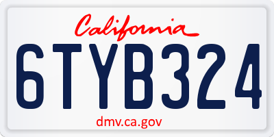 CA license plate 6TYB324