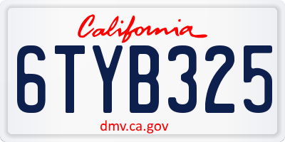 CA license plate 6TYB325